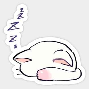 I draw lucky star white cat sleeping with its head down Sticker